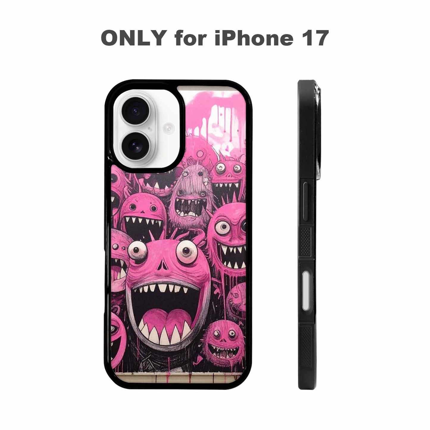 iPhone 17 Case — Black &amp; Pink Ink Cartoon Cute, Custom Made Phone Cover