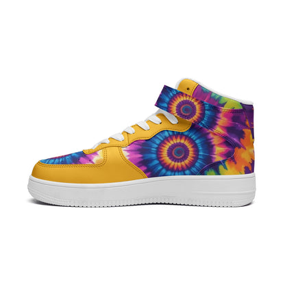 Tie Dye Custom Shoes Unisex high Top Leather Sneakers