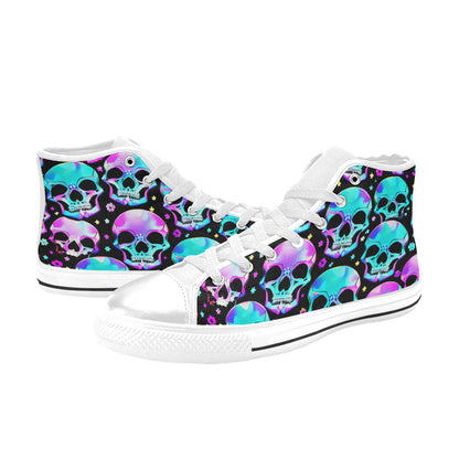 WOMEN'S Bright Skulls High Top Canvas Wallpaper Art Custom Shoes