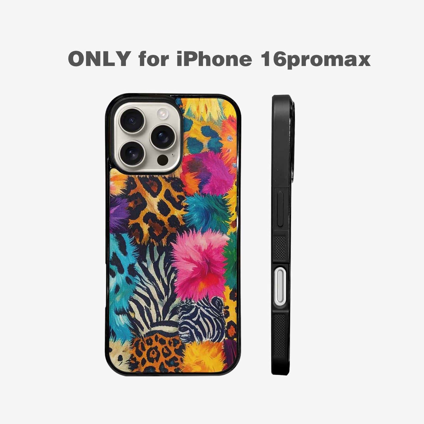 iPhone 16 Pro Max Case — Full Color Vibrant Animal Print Animal, Custom Designed Case Cover