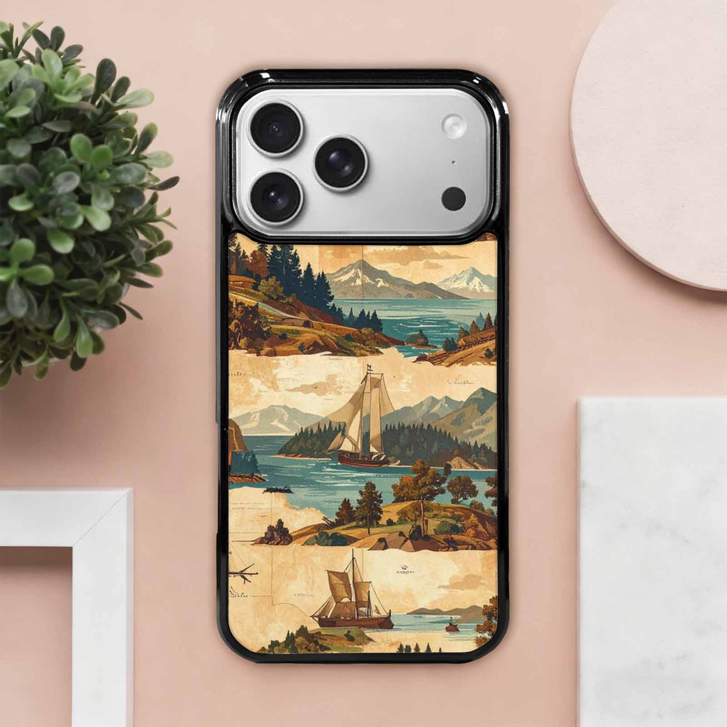 iPhone 17 Pro Max Case — Vintage Travel Artwork Pattern Retro Vintage, Custom Printed Phone Case