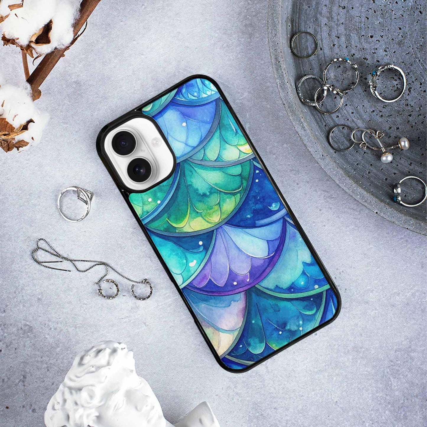 iPhone 16 Plus Case — Mermaid Scale Art Pattern, Customized Protective Case