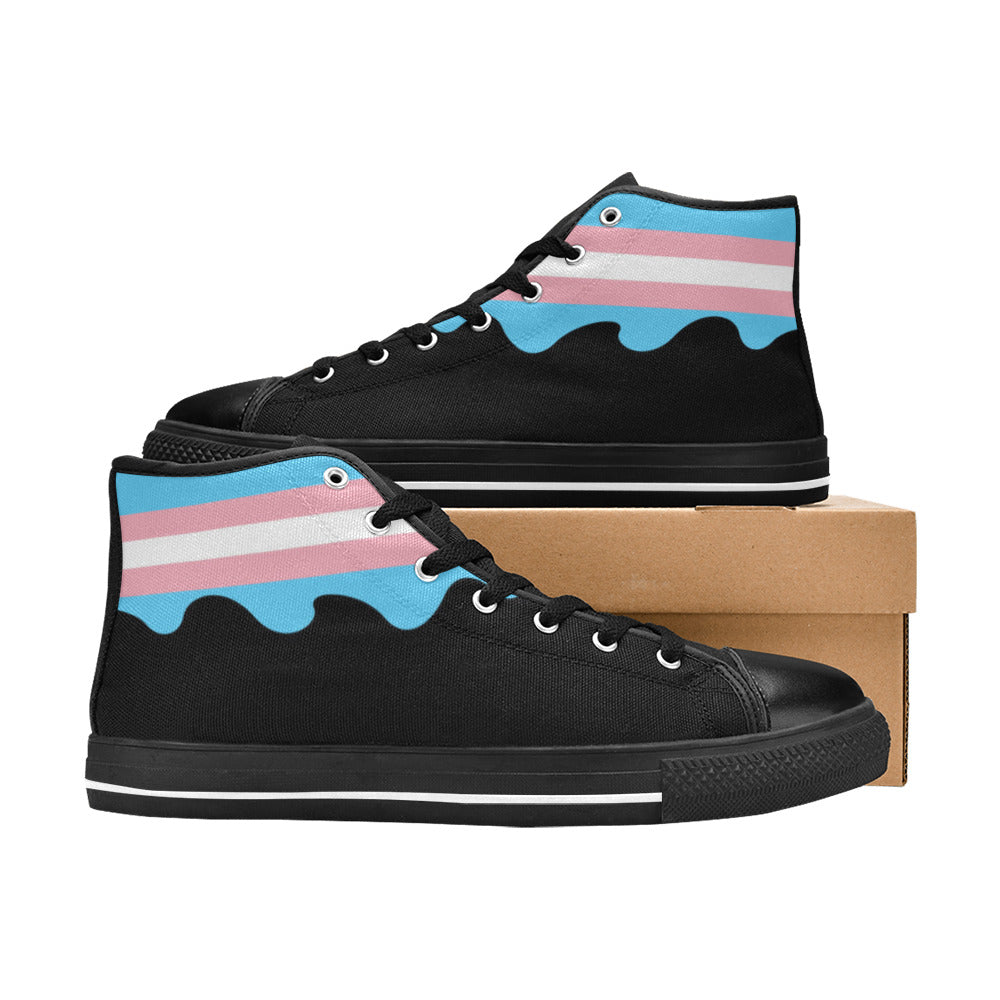 WOMEN'S Cc Pride Lgbt Transgender High Top Canvas Surreal Custom Sneakers