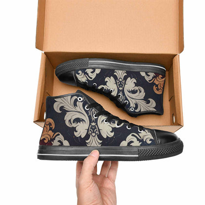 MEN'S Damask Ornamental Wallpaper High Top Canvas Grunge Custom Sneakers