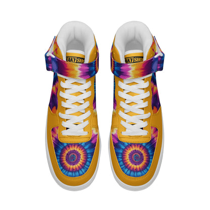 Tie Dye Custom Shoes Unisex high Top Leather Sneakers