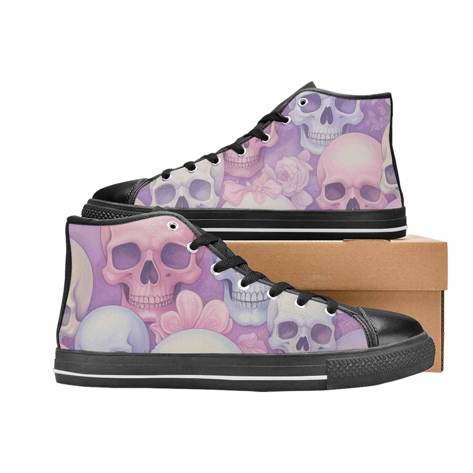 MEN'S Skulls - Pastel High Top Canvas Cottagecore Shoes