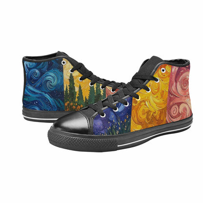MEN'S Van Gogh-Style Swirl High Top Canvas Dark Academia Sneakers