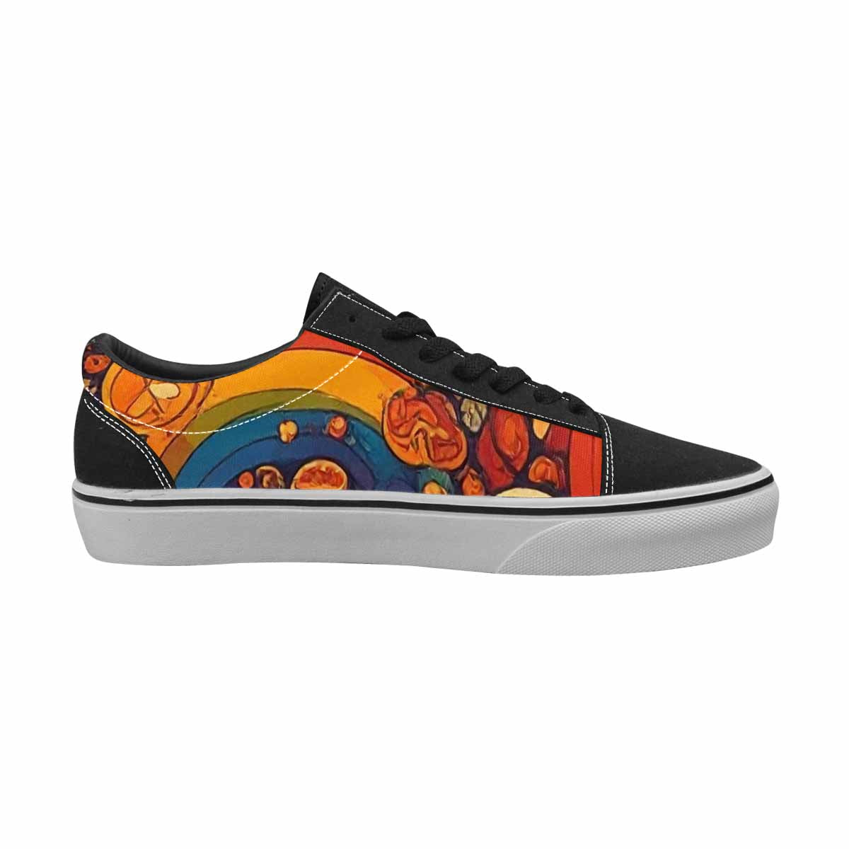 MEN'S Groovy 70S Peace Canvas Lace-Up Neon Fantasy Custom Shoes