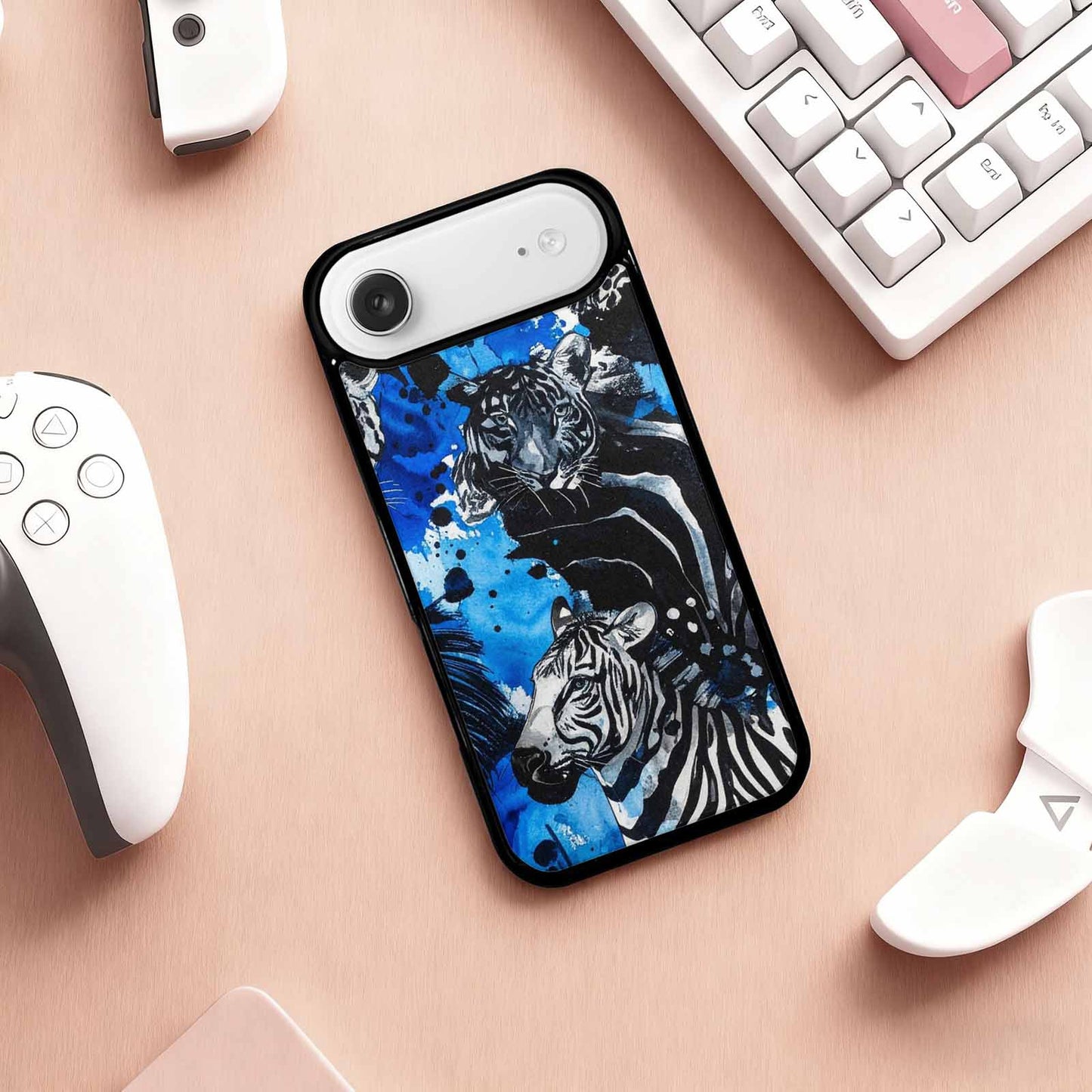 iPhone 17 Air Case — Animal Print Black Blue Ink Animal, Customized Protective Case