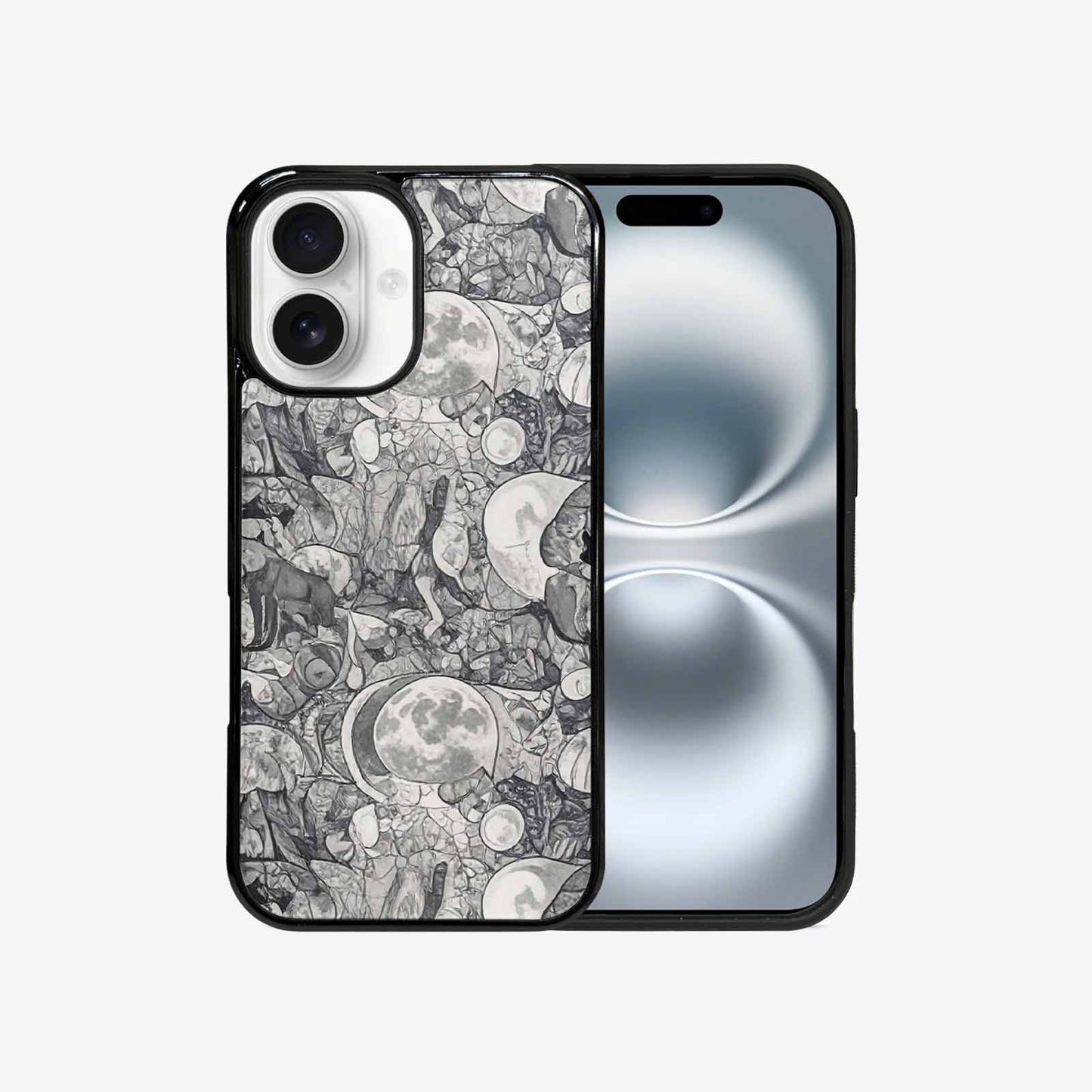 iPhone 16 Case — Wolves Everywhere Collage Overlap Small Wolf, Custom Printed Phone Case