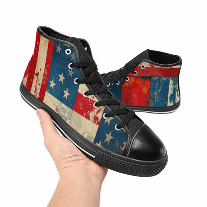MEN'S American Flag Stars High Top Canvas Y2K Custom Shoes