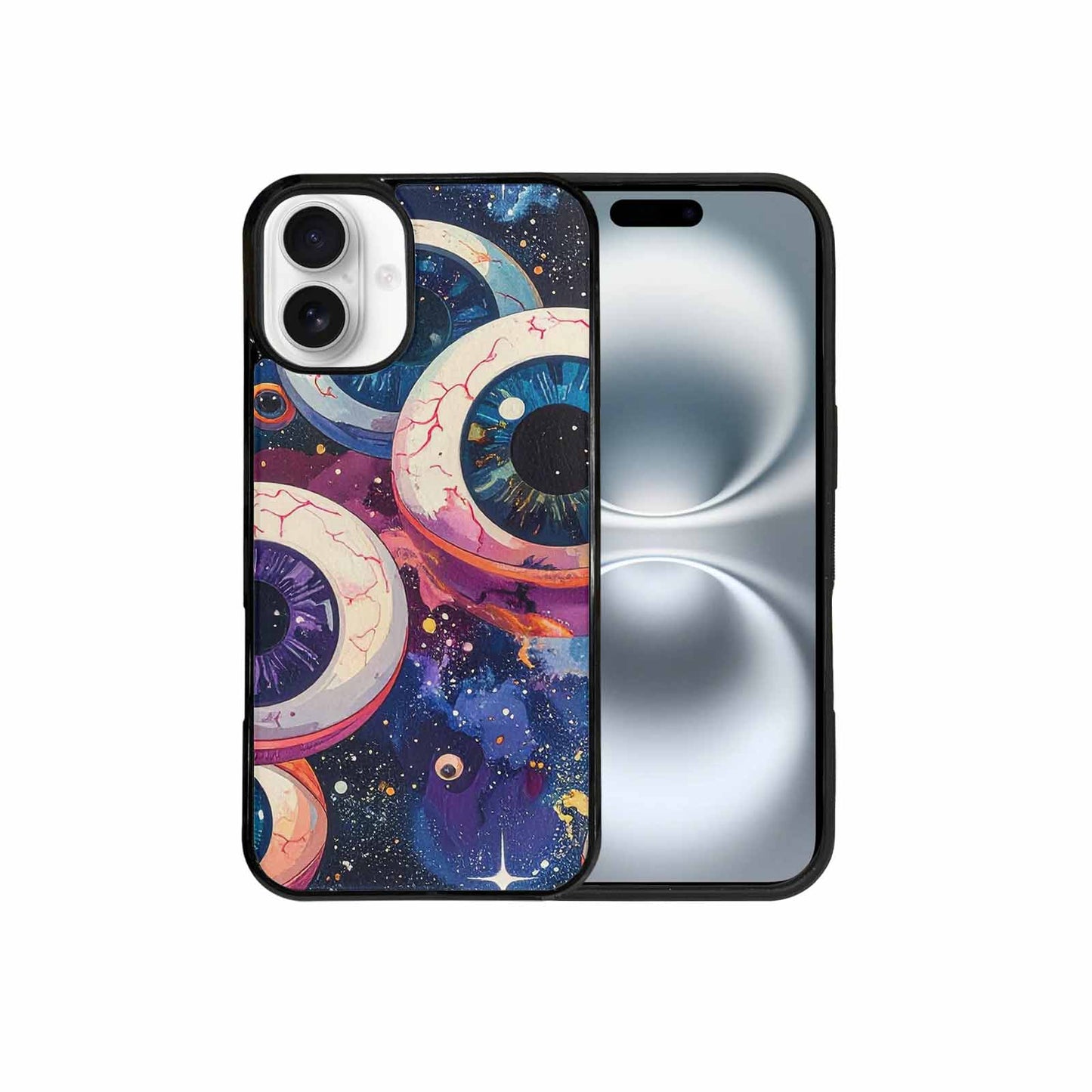 iPhone 16 Plus Case — Cartoon Eyeballs Galaxy Personalized Phone Cover, Custom Art Phone Cover