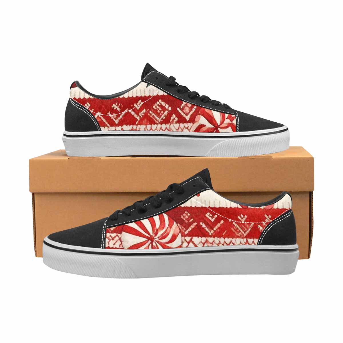 WOMEN'S Christmas Holly Snowflake Canvas Lace-Up Vibrant Chaos Sneakers