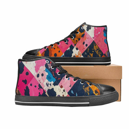 WOMEN'S Cow Animal Print High Top Canvas Surreal Shoes