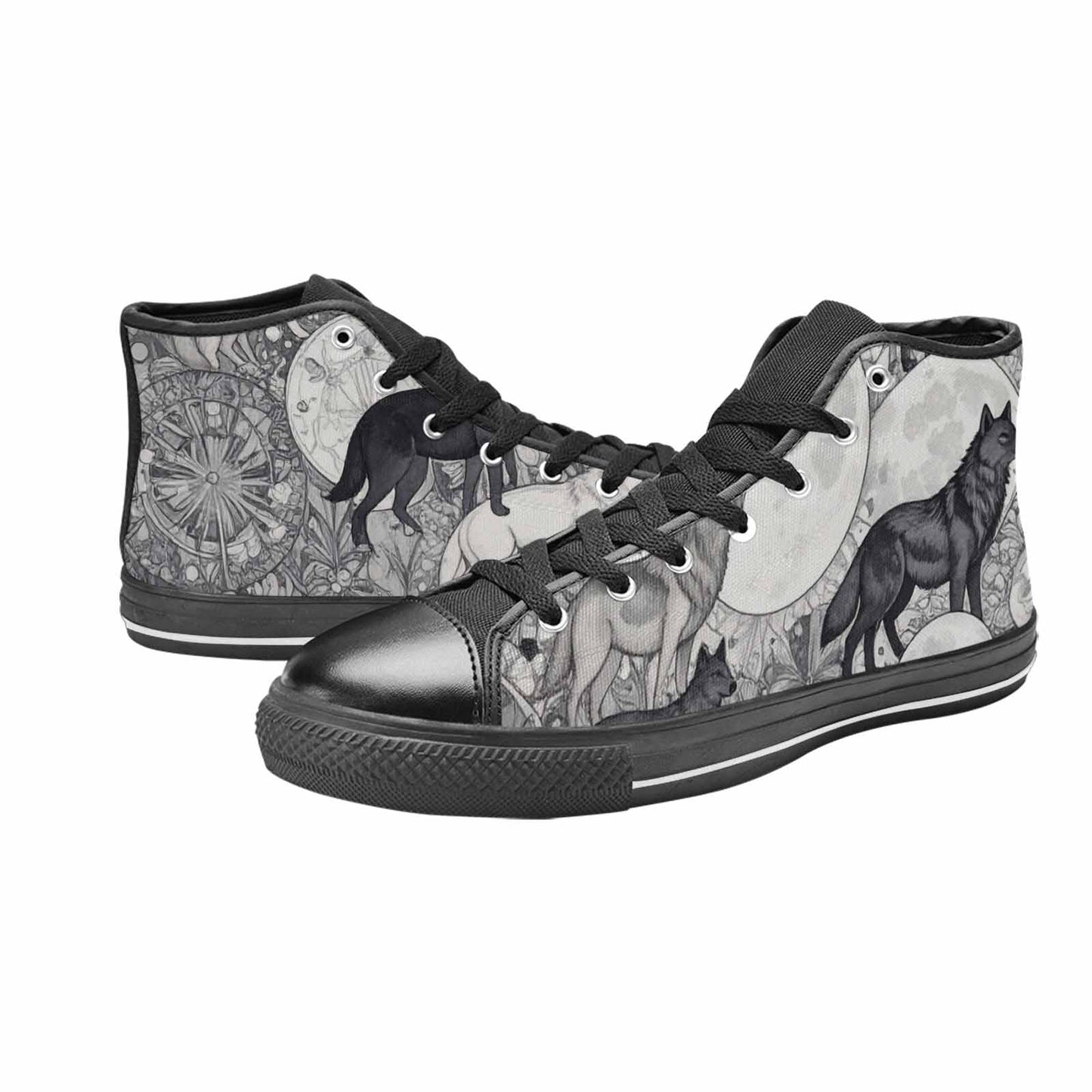 MEN'S Wolves Everywhere Collage High Top Canvas Surreal Sneakers