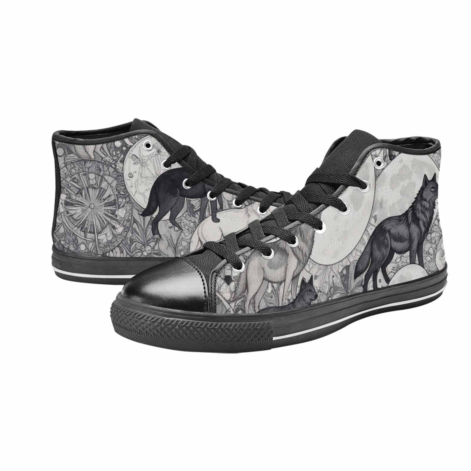 MEN'S Wolves Everywhere Collage High Top Canvas Surreal Sneakers