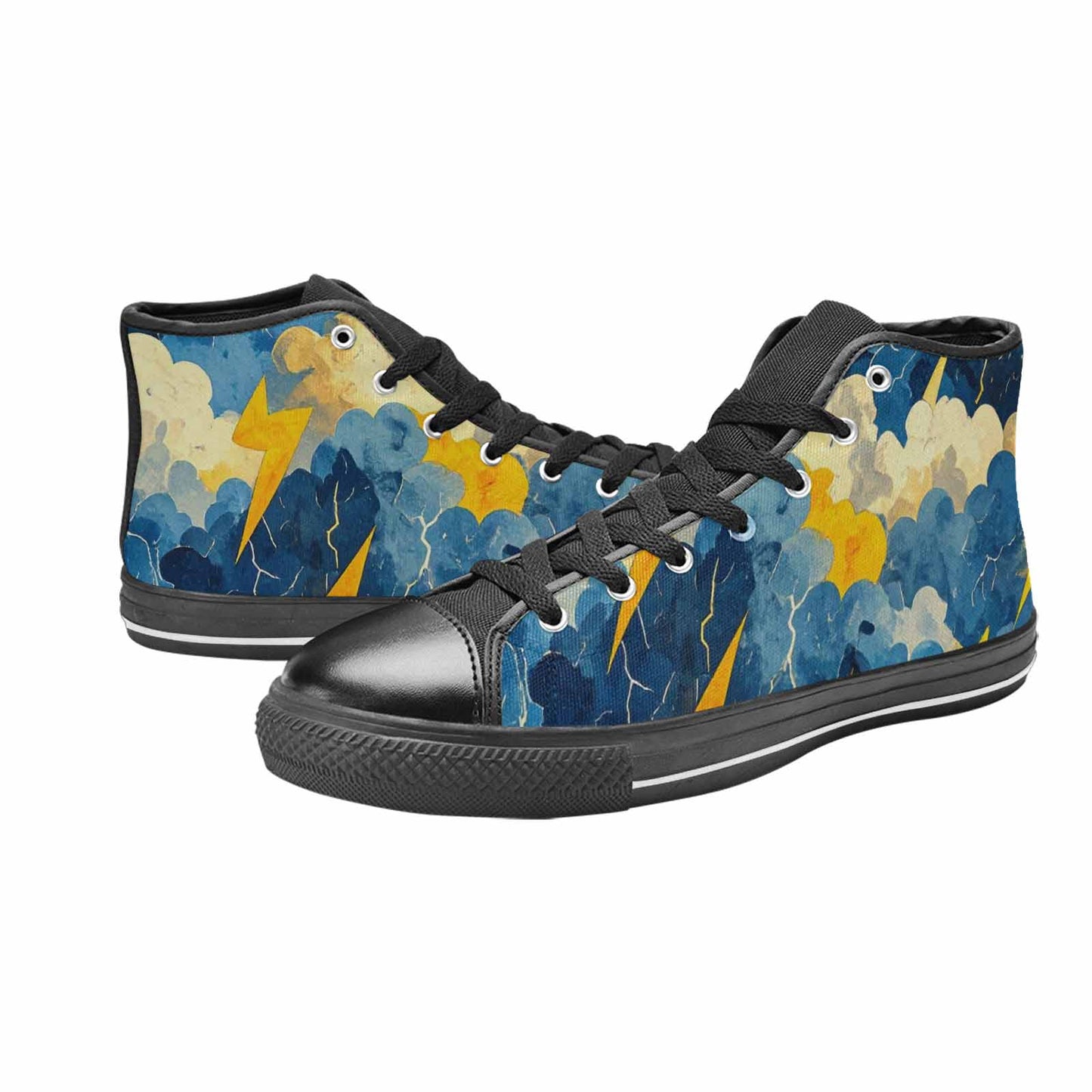 WOMEN'S Lightning Bolt High Top Canvas Surreal Custom Sneakers