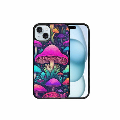 iPhone 15 Plus Case — Mushroom Psychedelic Art Seamless Pattern Vibrant, Custom Printed Phone Case