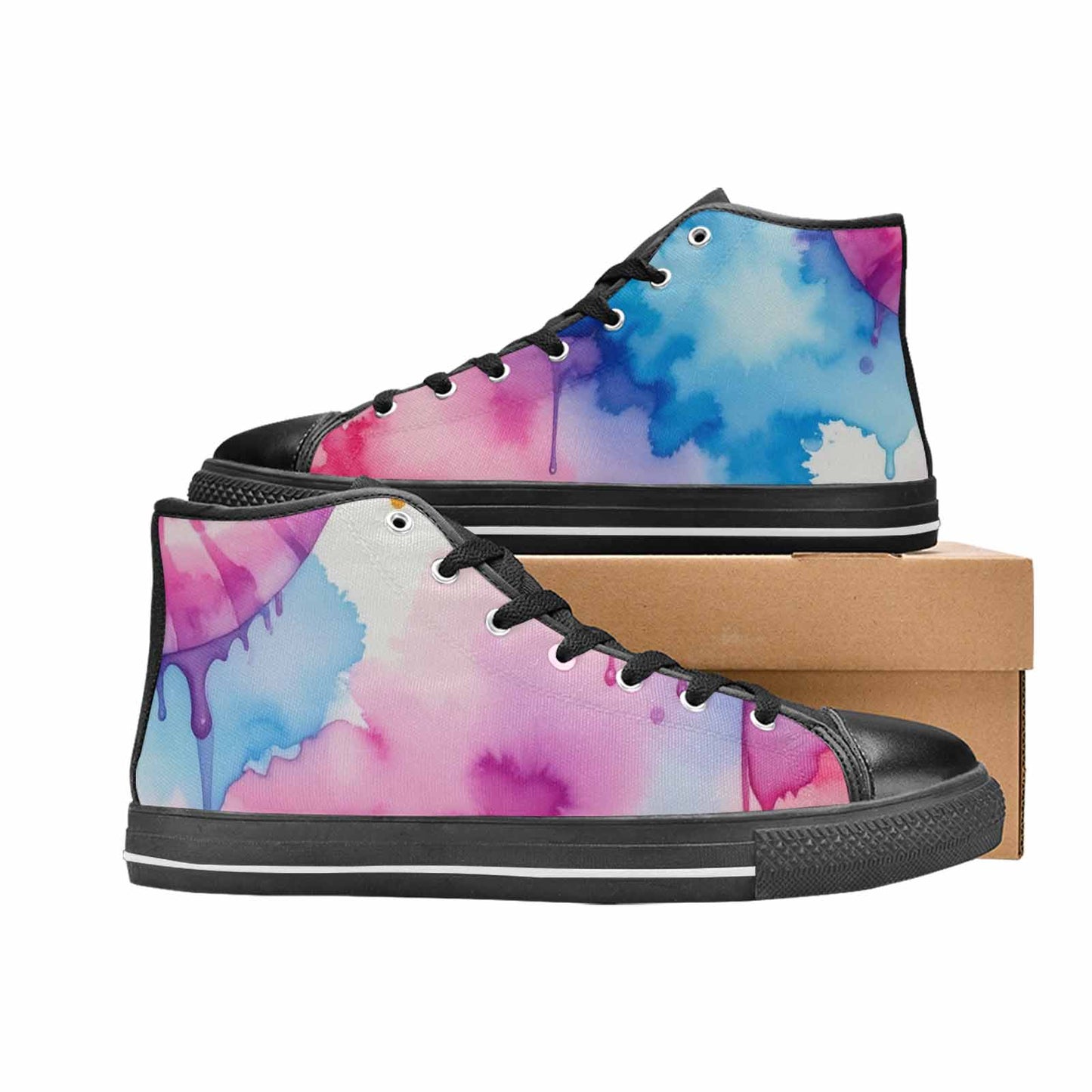 WOMEN'S Dripping Tie Dye Spiral High Top Canvas Dark Academia Custom Sneakers