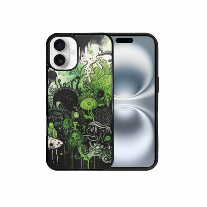 iPhone 16 Plus Case — Sea Creature Burst Black Green Ink, Customized Protective Case