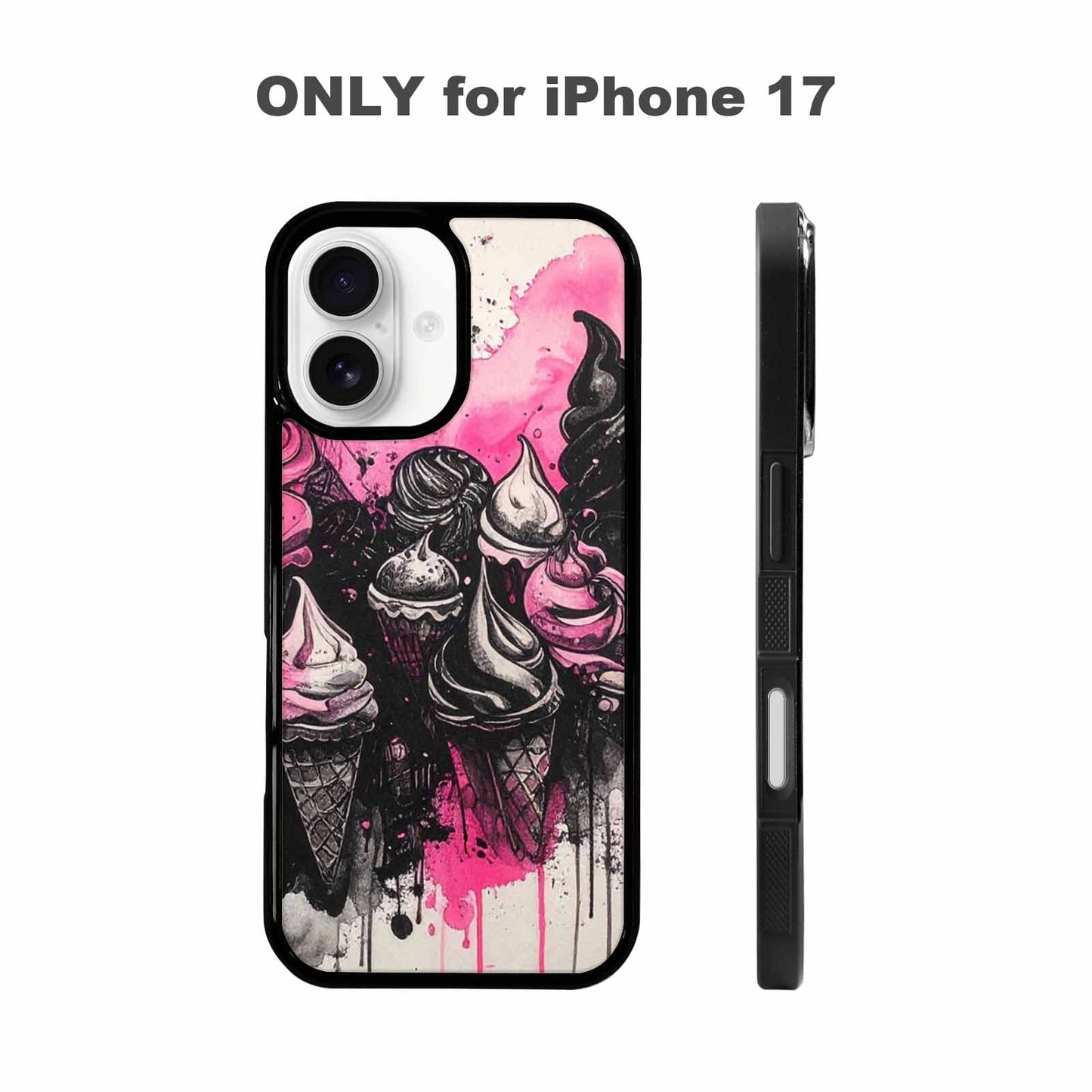 iPhone 17 Case — Black &amp; Pink Ink Original Art, Customized Protective Case