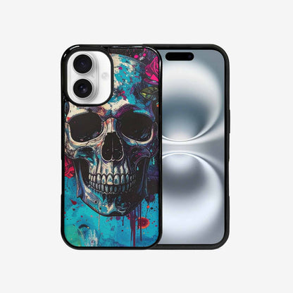 iPhone 16 Case — Skulls Roses Acid Wash Custom, Original Design Phone Case