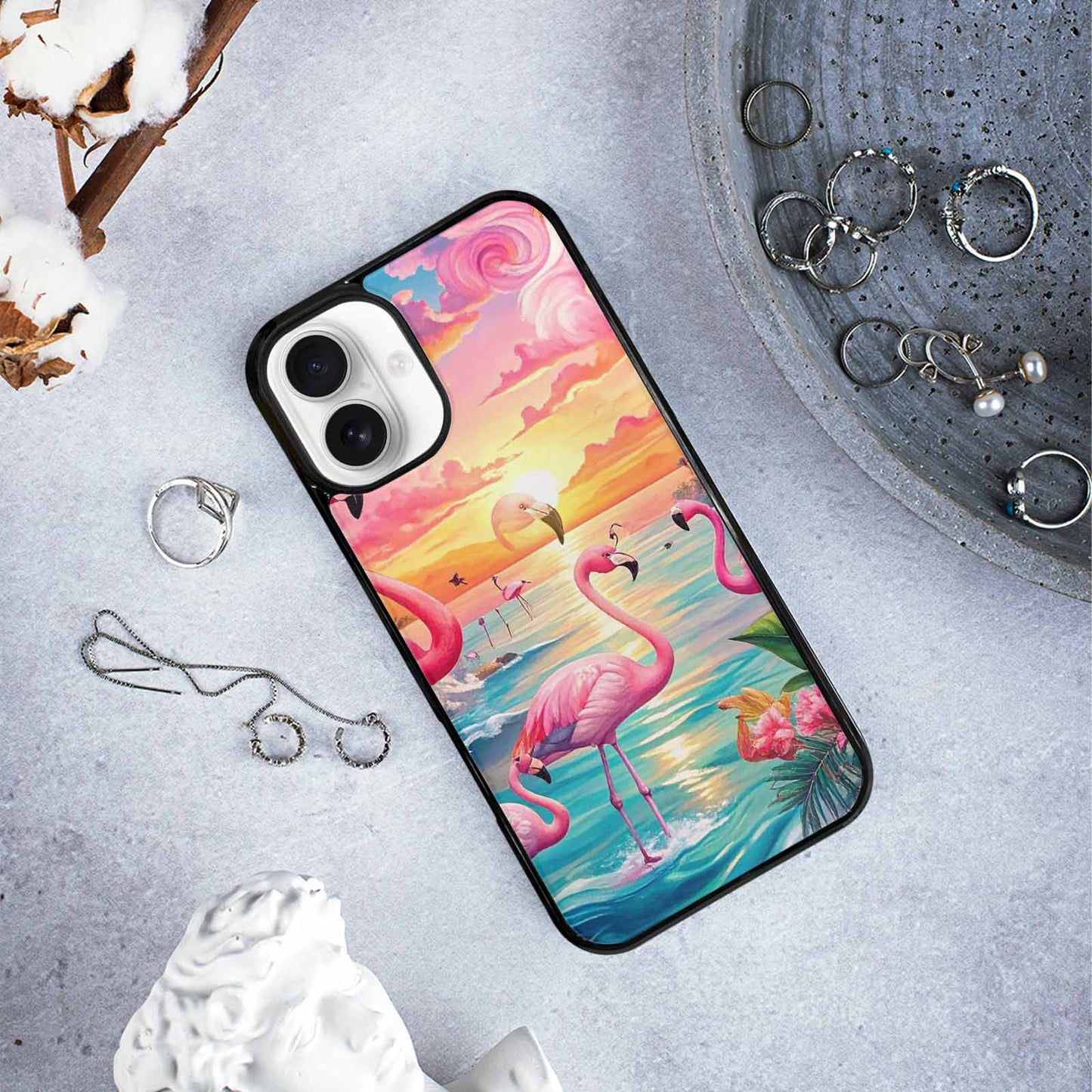 iPhone 16 Plus Case — Flamingo Tropical Flamingo Tropical Pattern Hundreds, Custom Printed Phone Case