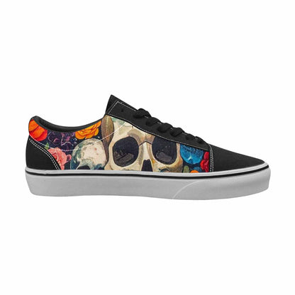 WOMEN'S Skull Roses Lace-Up Canvas Vibrant Chaos Custom Sneakers