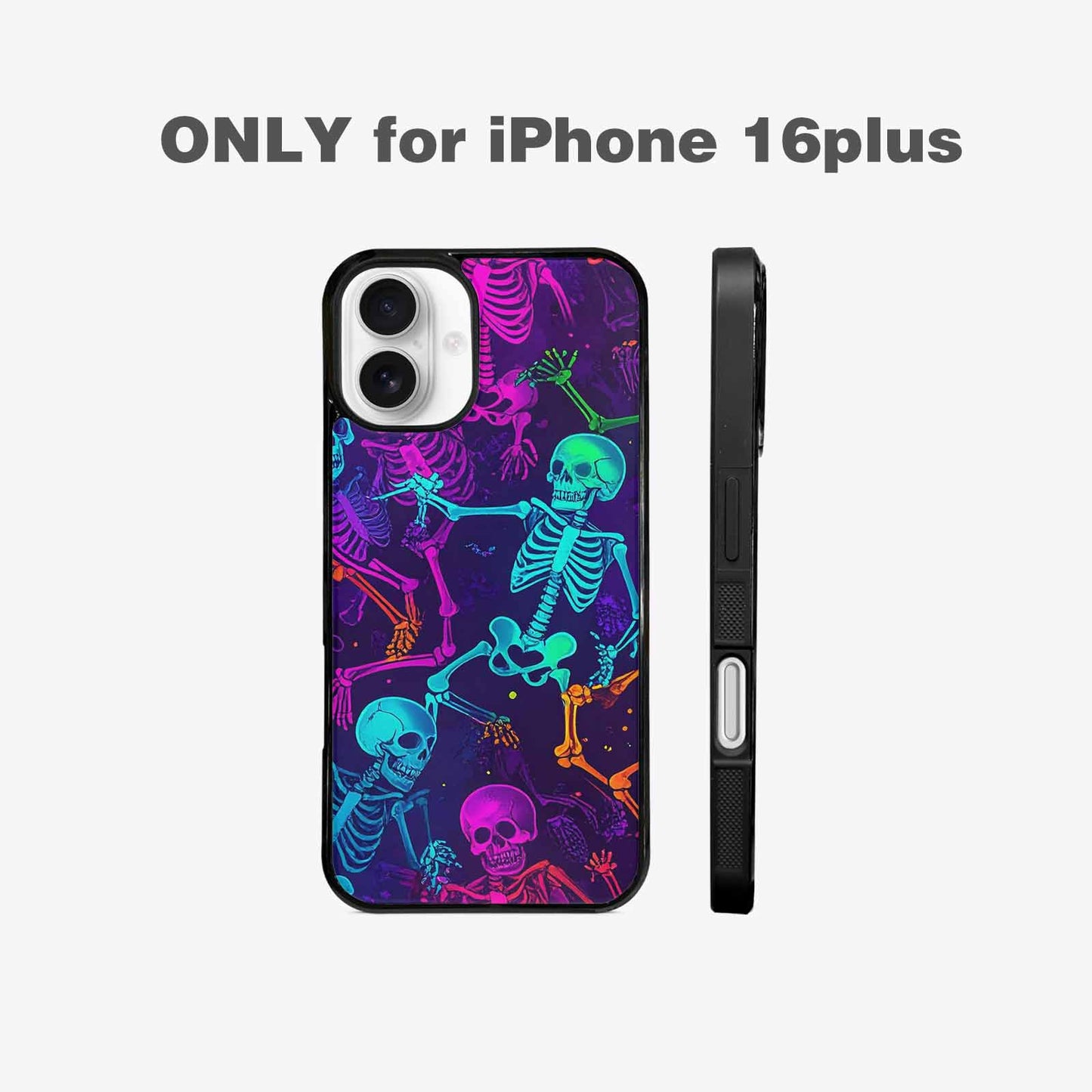iPhone 16 Plus Case — Glowing Skeleton Pattern Hundreds Of Small, Custom Print Case Cover