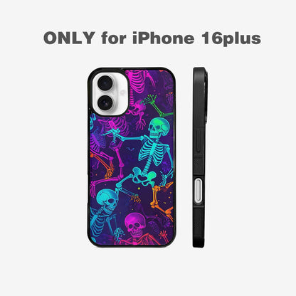 iPhone 16 Plus Case — Glowing Skeleton Pattern Hundreds Of Small, Custom Print Case Cover