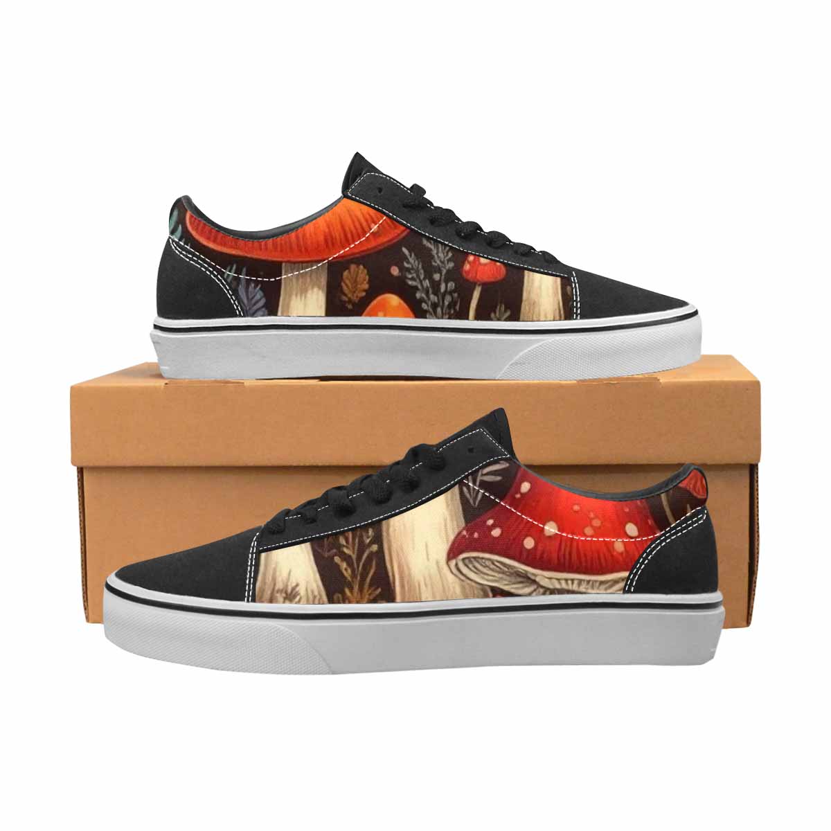 WOMEN'S Mushroom Canvas Lace-Up Vivid Custom Sneakers