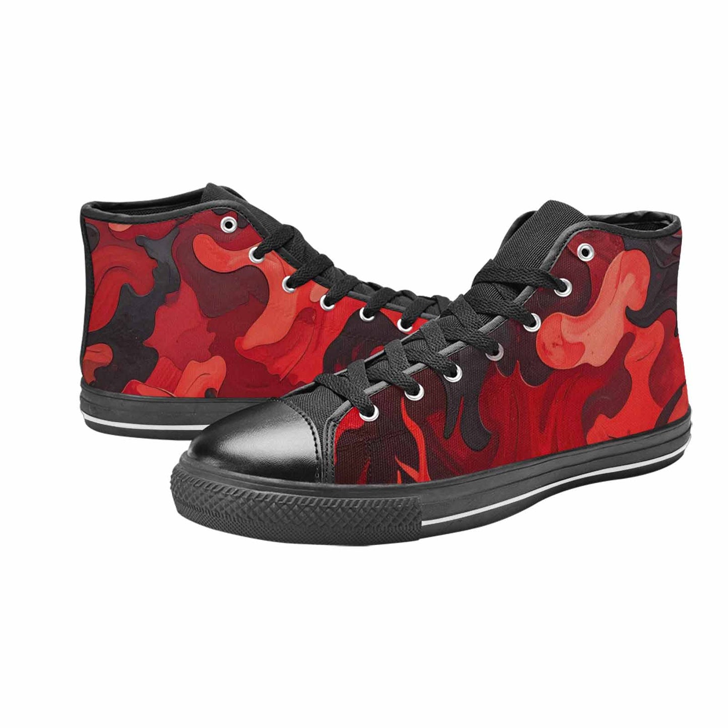 WOMEN'S Military Camouflage Blotch High Top Canvas Surreal Custom Sneakers