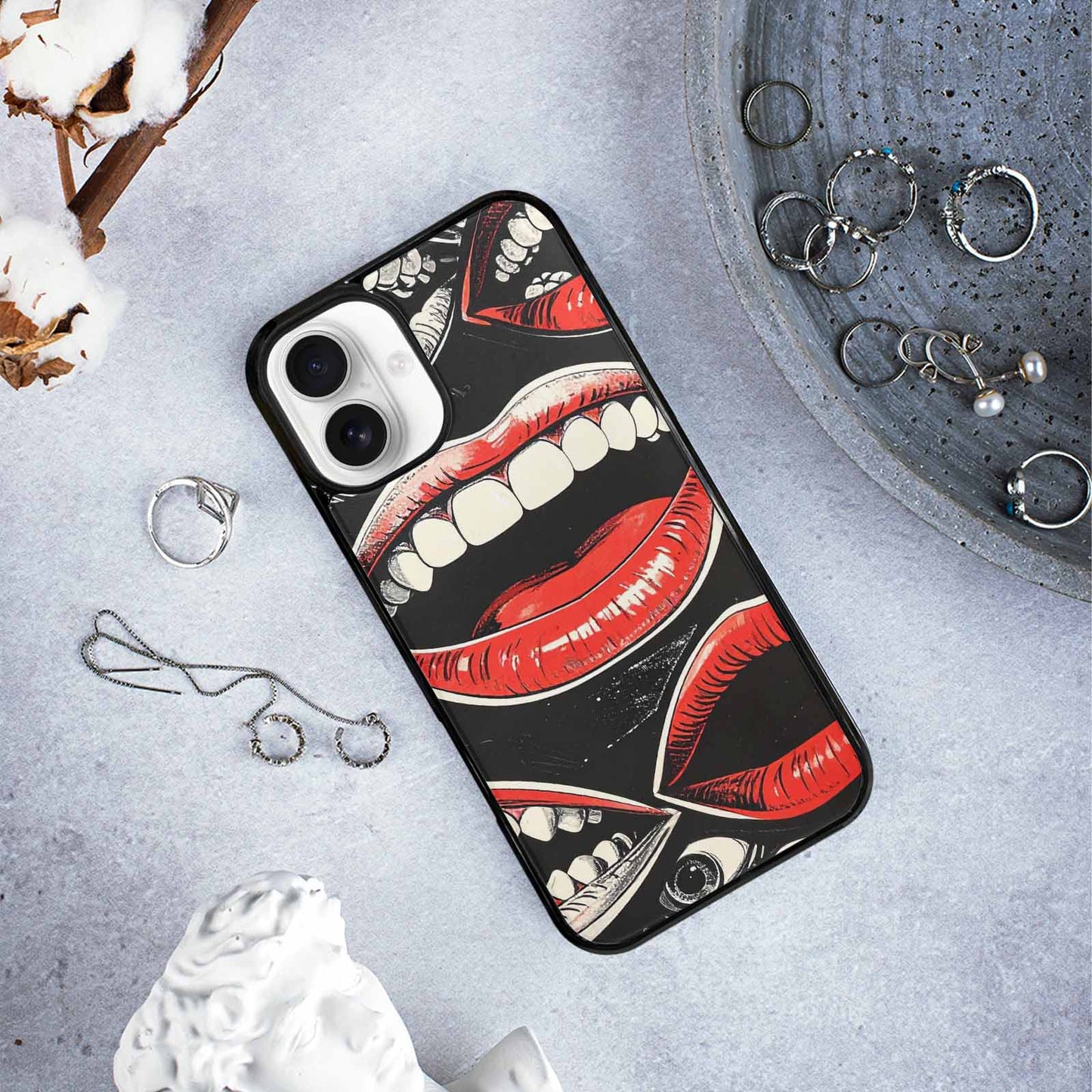iPhone 16 Plus Case — Googly Cartoon Mouths, Custom Made Phone Cover
