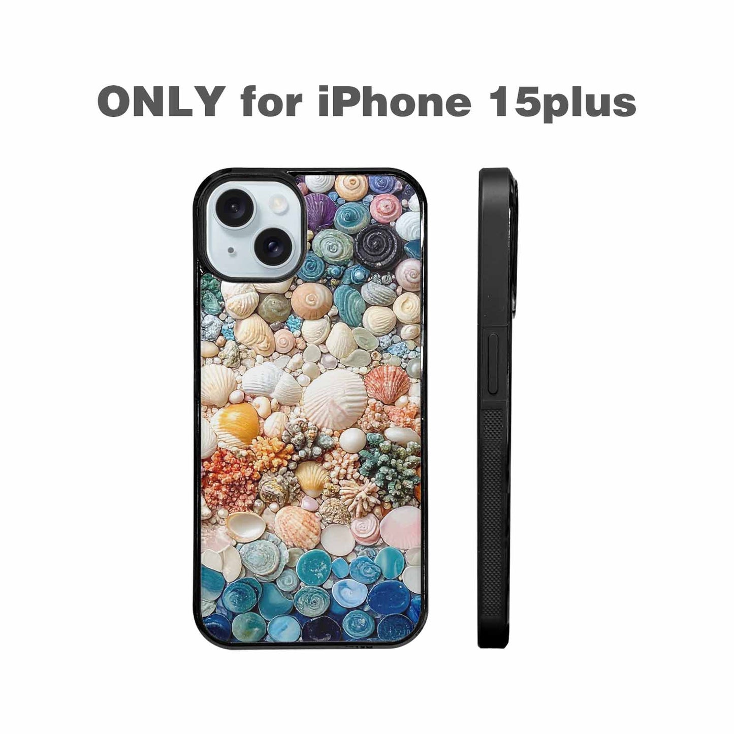 iPhone 15 Plus Case — Seashell Collage Seashell Collage Pattern Hundreds, Custom Printed Phone Case