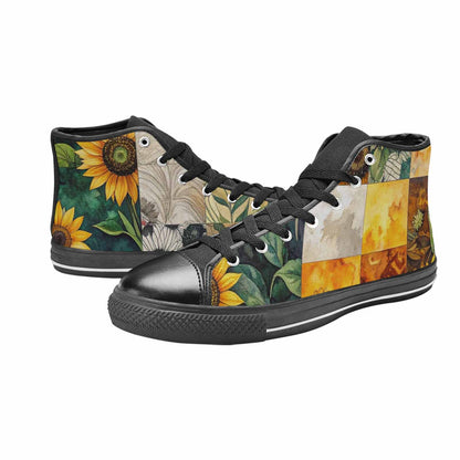 WOMEN'S Sunflower High Top Canvas Wallpaper Art Sneakers