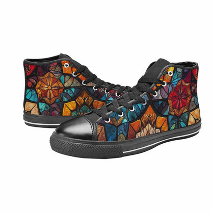MEN'S Stained Glass Kaleidoscope High Top Canvas Surreal Custom Sneakers