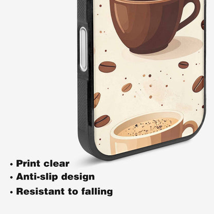 iPhone 16 Case — Coffee Cup And Bean Pattern Seamless, Unique Phone Case Design