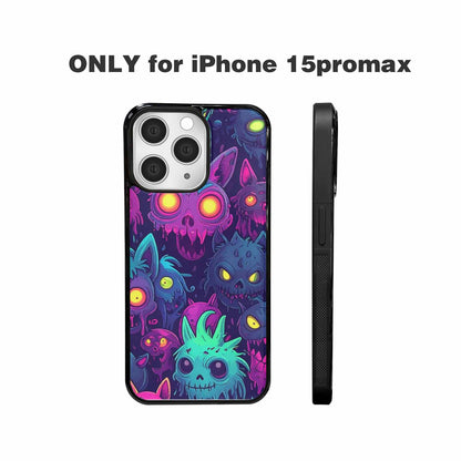 iPhone 15 Pro Max Case — Mixed Toxic Glow Creature Pattern Hundreds, Custom Phone Case