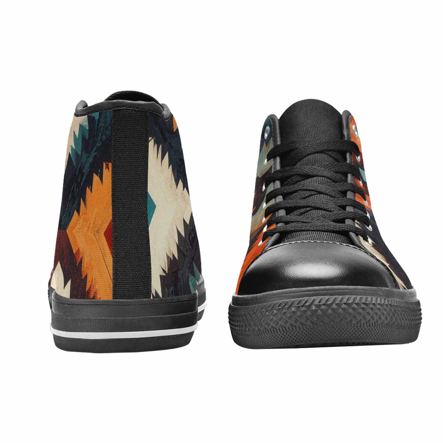 WOMEN'S Southwestern Geometric Diamond High Top Canvas Vibrant Chaos Custom Sneakers