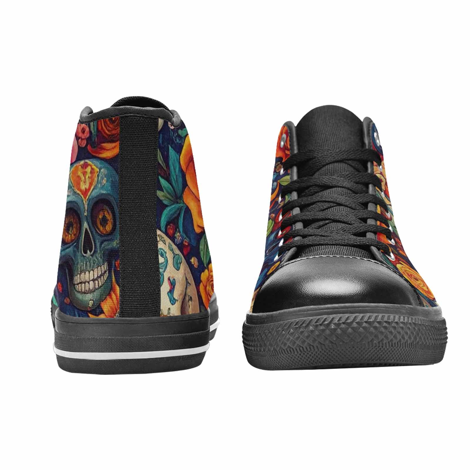 MEN'S Skull High Top Canvas Cottagecore Custom Sneakers