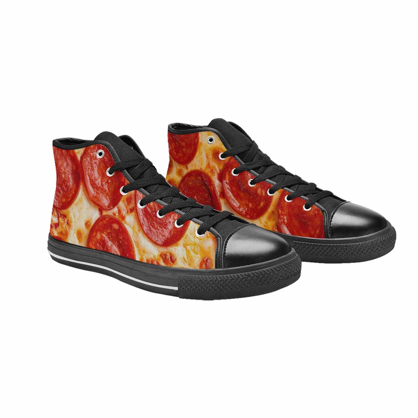 WOMEN'S Pepperoni Pizza Print High Top Canvas Dark Academia Shoes