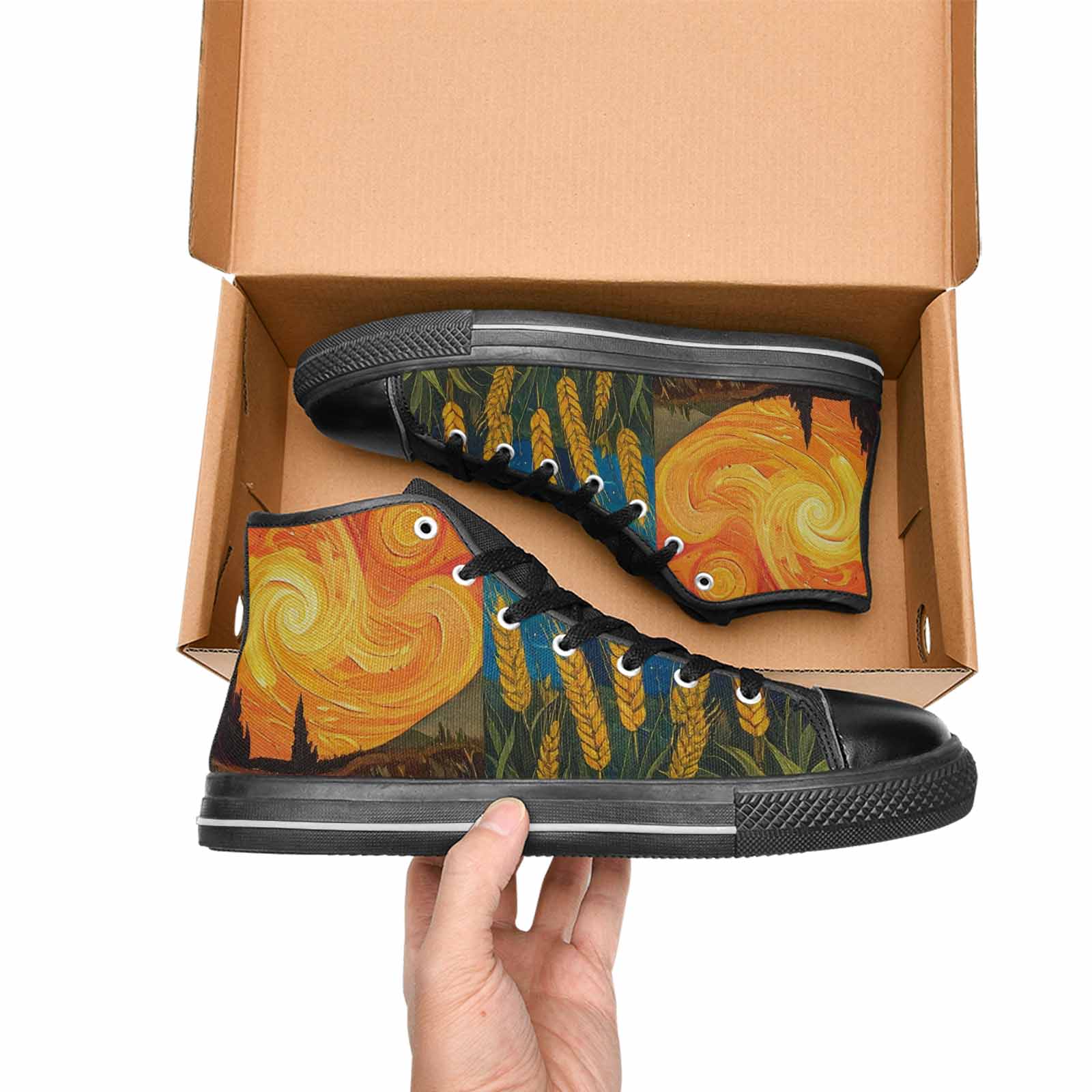 MEN'S Van Gogh-Style Swirl High Top Canvas Dreamcore Shoes