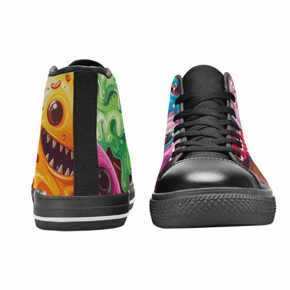 MEN'S Melting Icecream Monster Cherry High Top Canvas Surreal Custom Sneakers
