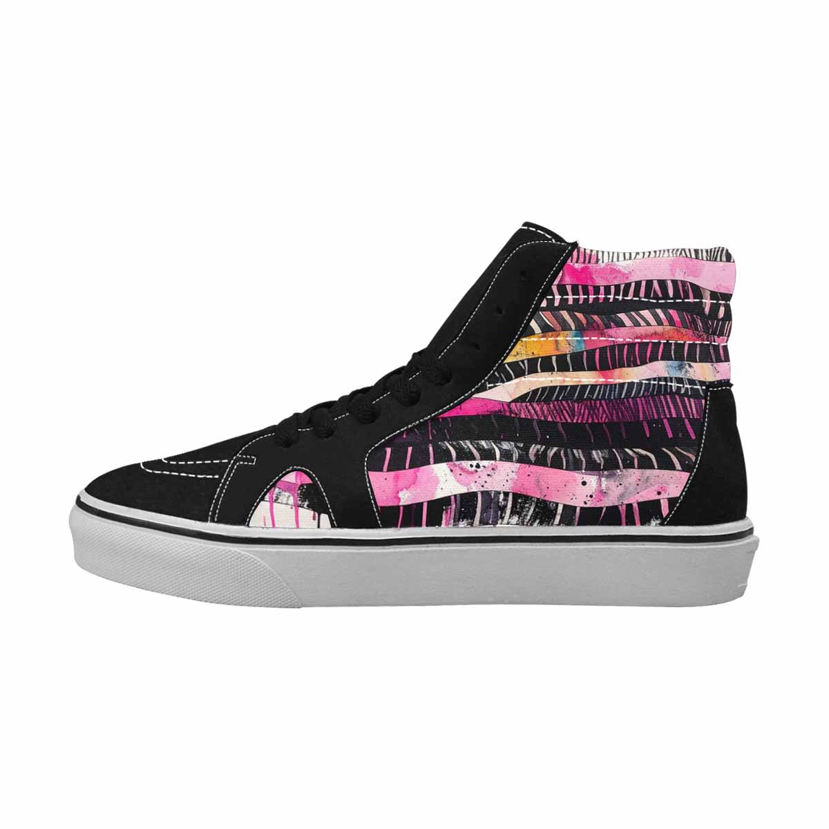 MEN'S Zebra Stripe Burst High Top Canvas Neon Fantasy Custom Shoes