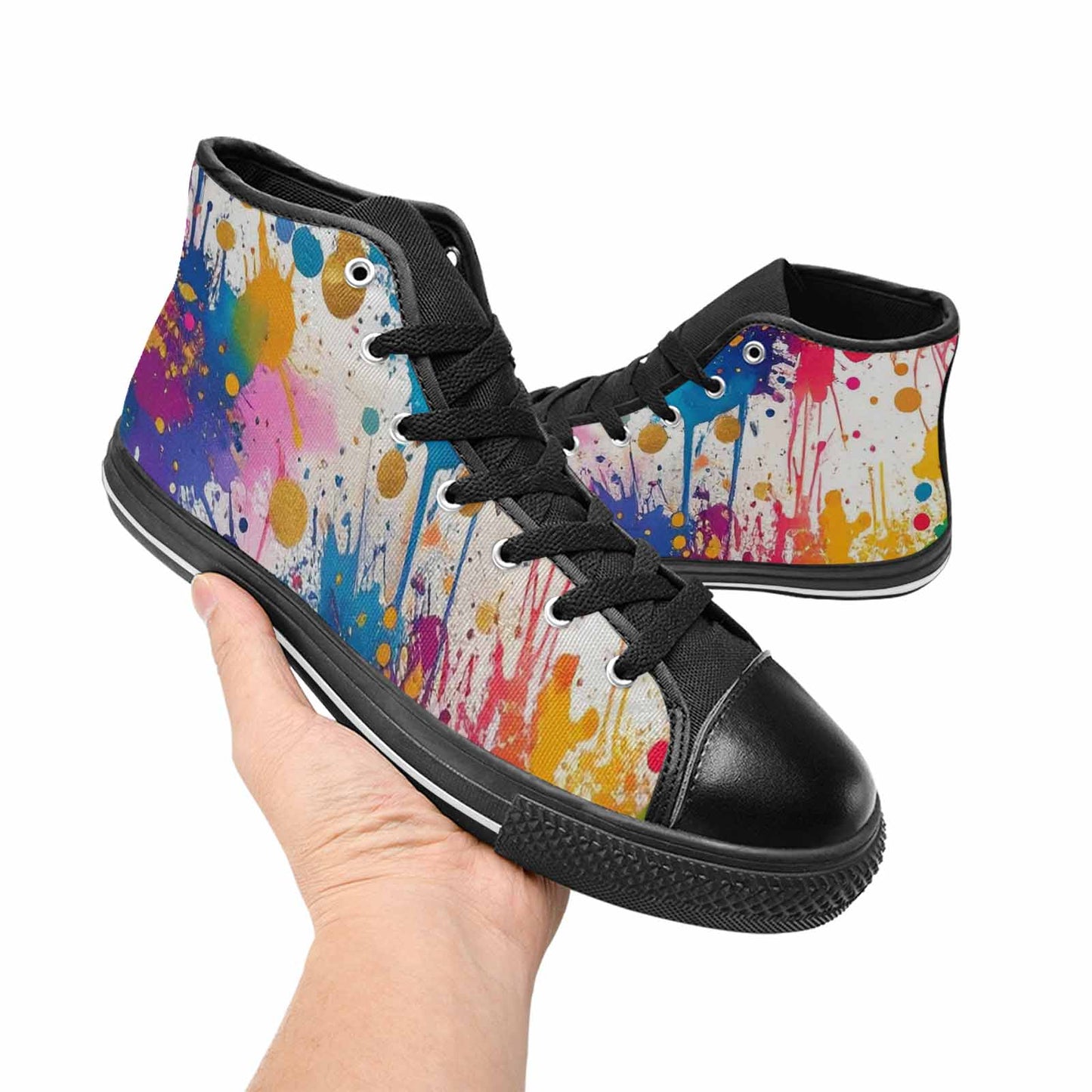 MEN'S Paint Splatter High Top Canvas Vibrant Chaos Sneakers