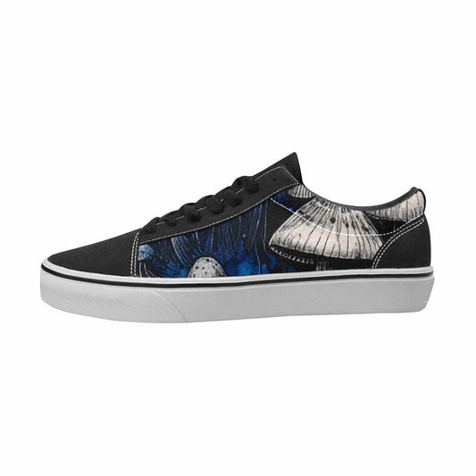 MEN'S Mushrooms Black & Blue Ink Canvas Personalized Kaleidoscope Custom Sneakers