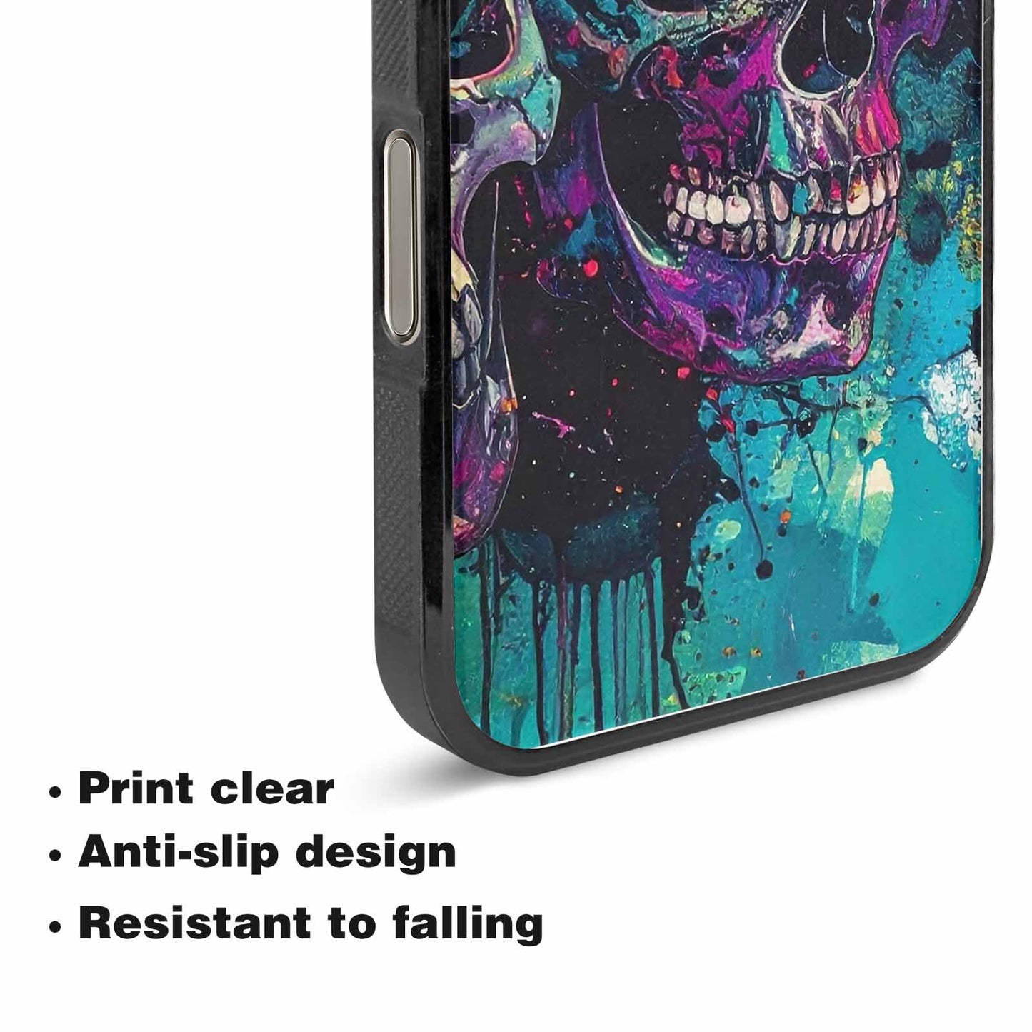 iPhone 15 Pro Max Case — Skulls Roses Acid Wash, Personalized Phone Case