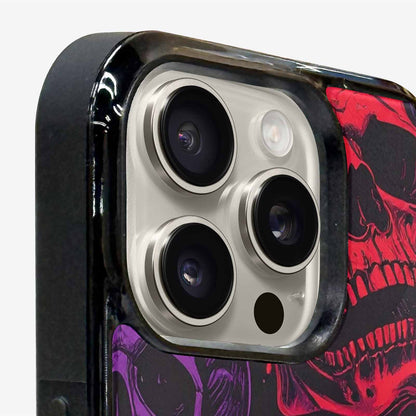 iPhone 15 Pro Max Case — Red Purple Skeletons Neon Drip Melting, Custom Printed Phone Case