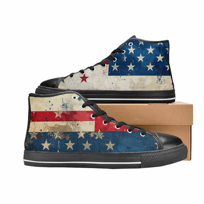 MEN'S American Flag Stars High Top Canvas Vivid Custom Shoes