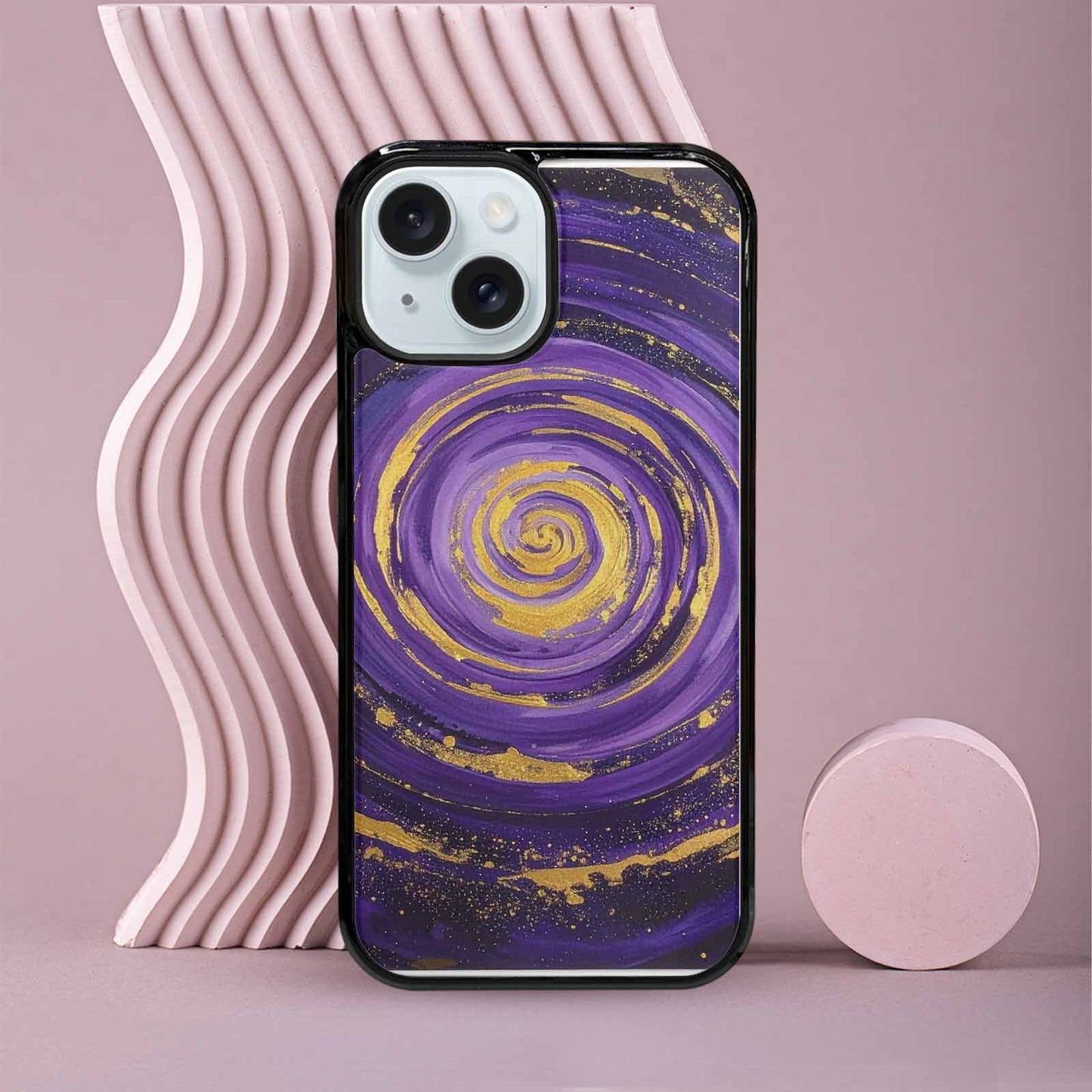 iPhone 15 Case — Swirling Brushstroke Starry Night Texture Blended, Personalized Phone Case
